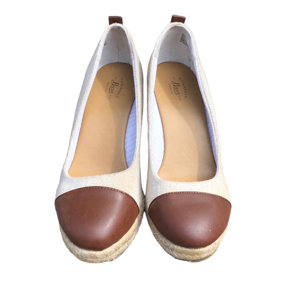 GH Bass Womens Kaitlyn Espadrille Wedge Heel Sz 8.5 M Ivory/Brown Shoes - Picture 10 of 15
